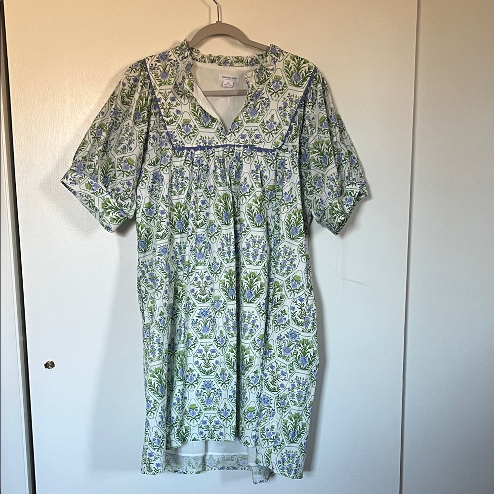 Chic Soul Green and Blue Patterned Midi Dress